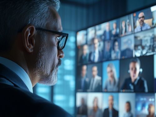 Geschäftsmann in einer Videokonferenz