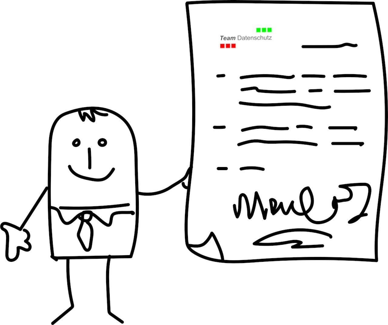 Strichmännchen mit Auftragsverarbeitungsvertrag