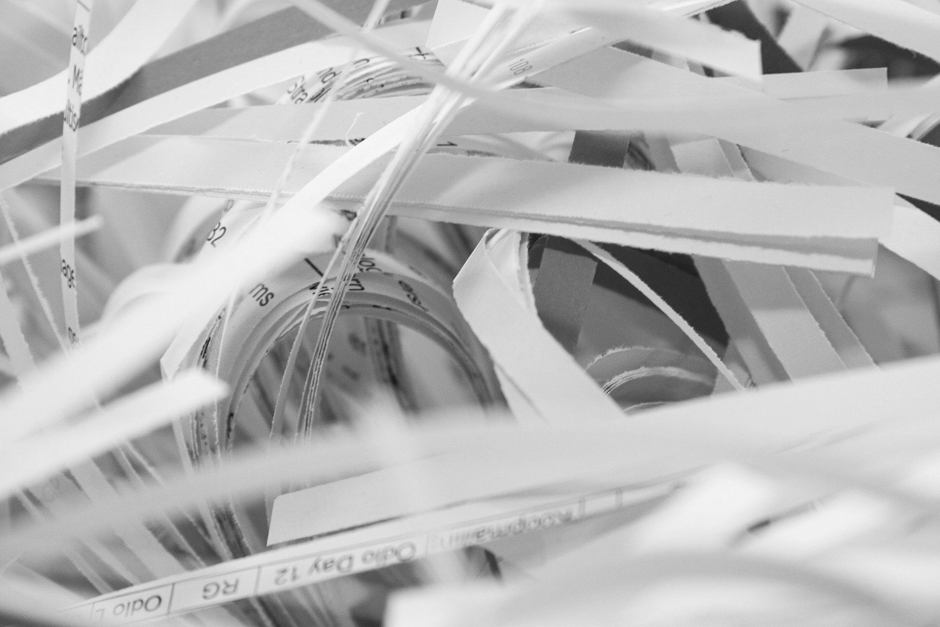 Streifen aus geschreddertem Papier