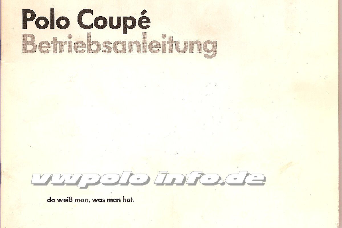 Betriebsanleitung  Coupe 1986