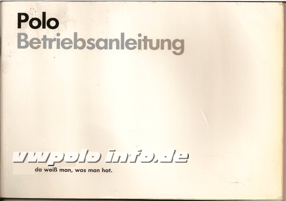 Betriebsanleitung  Polo 1987