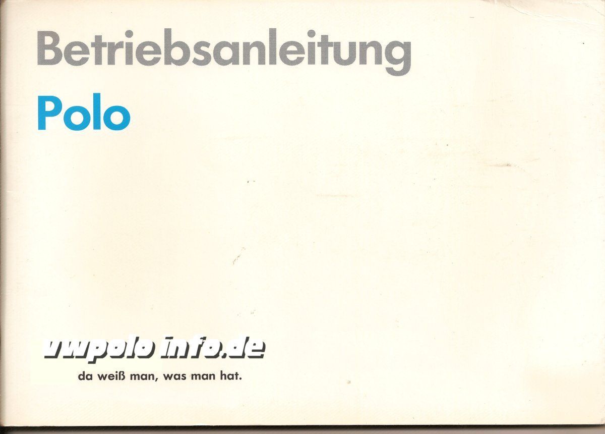Betriebsanleitung  Polo 1989