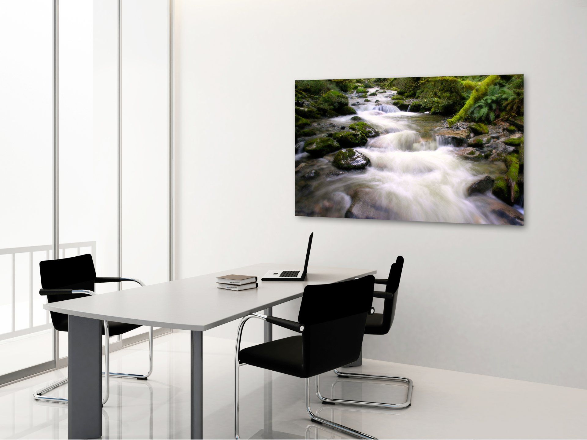River of life. Pure energy. Forest motif ‘Source of Power.’ Aluminum Dibond, gallery print. Photographic art by Bernhard Lehn