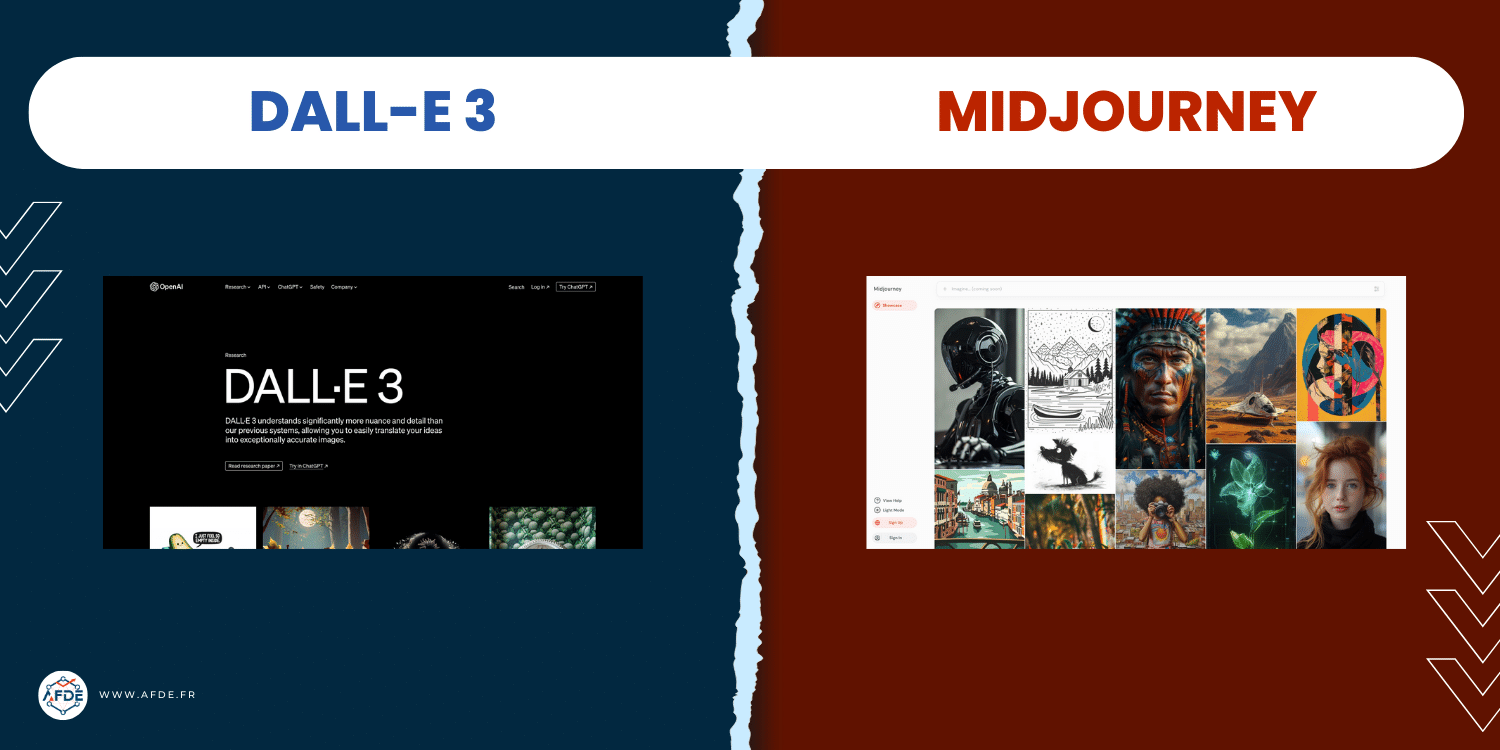Comparaison des outils d'intelligence artificielle DALL-E 3 et Midjourney.