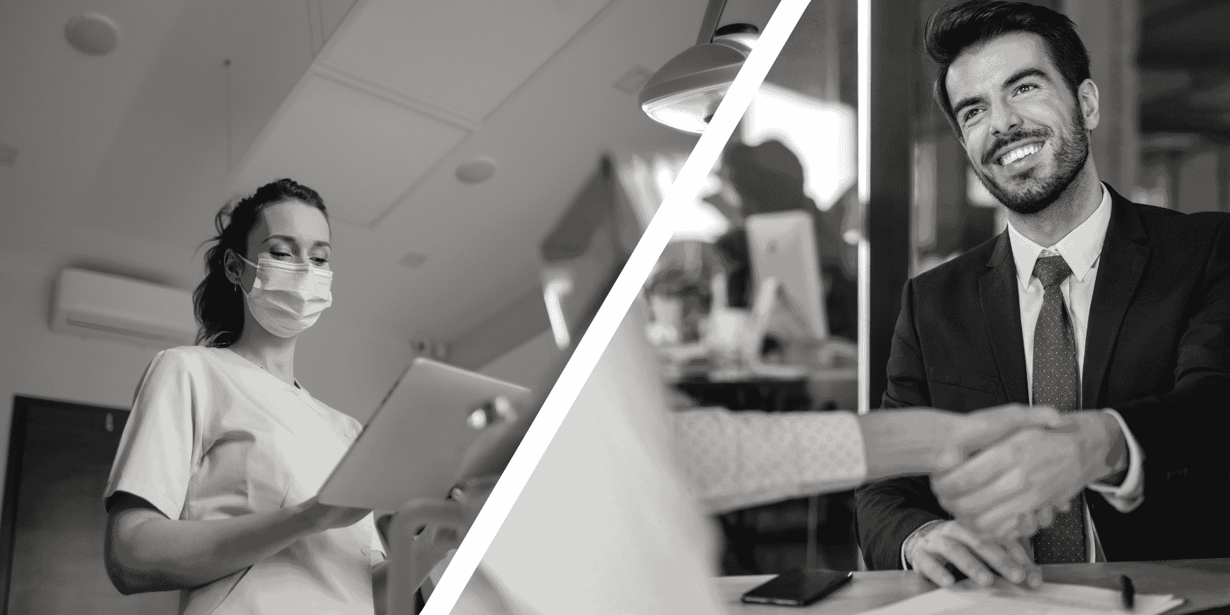 Photo d'un employé et d'un employeur du secteur sanitaire et social après une VAE