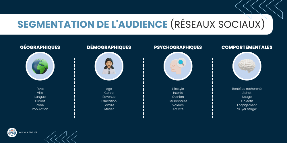 infographie les critères de segmentation de l'audience sur les réseaux sociaux
