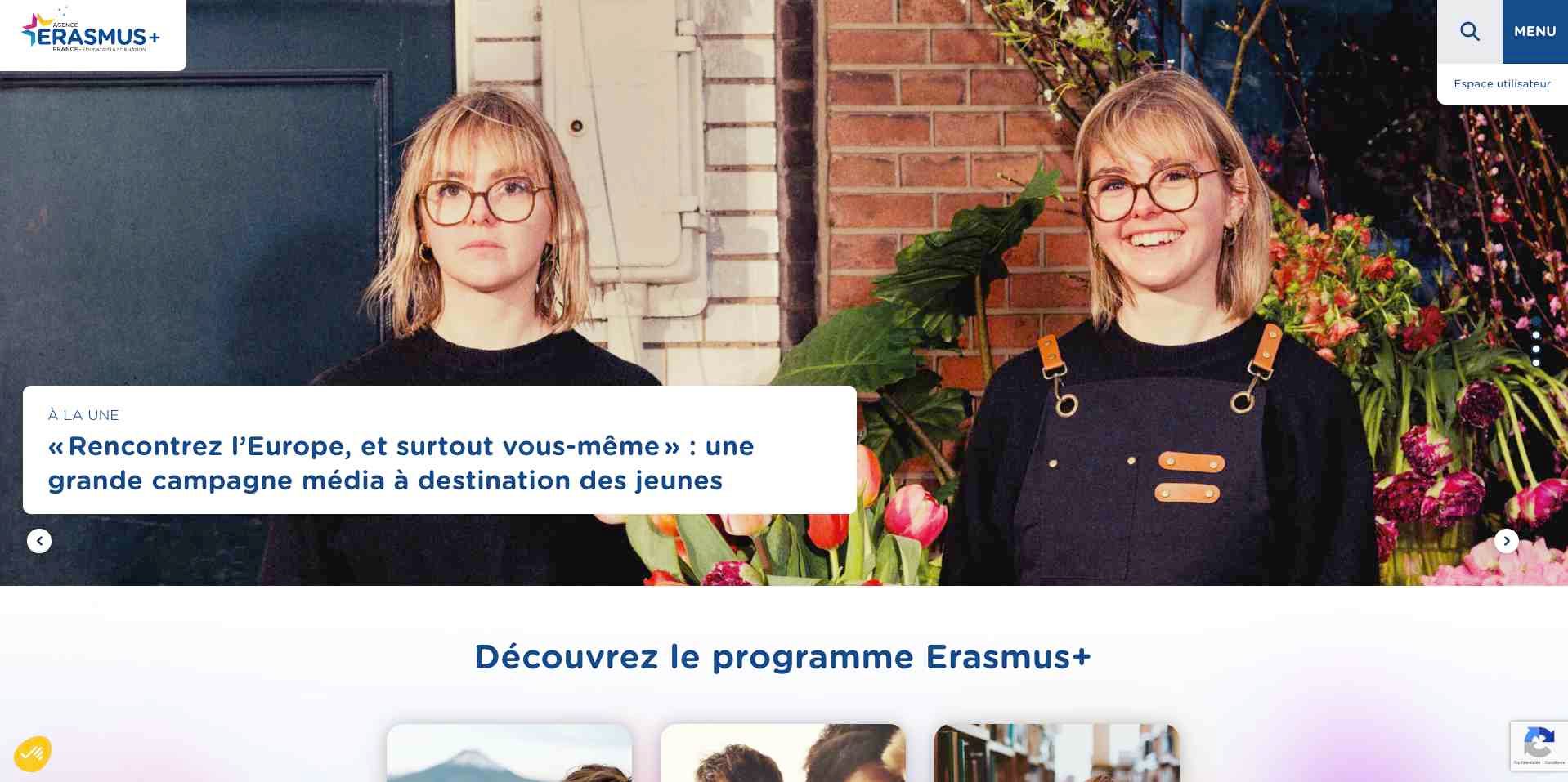 capture d'écran site Erasmus + alternance
