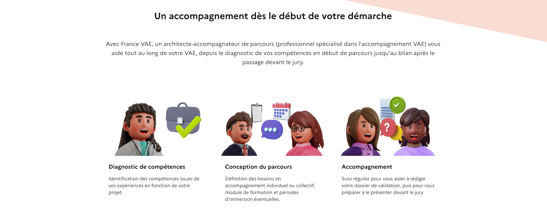 Capture d'écran de la section accompagnement du site France VAE