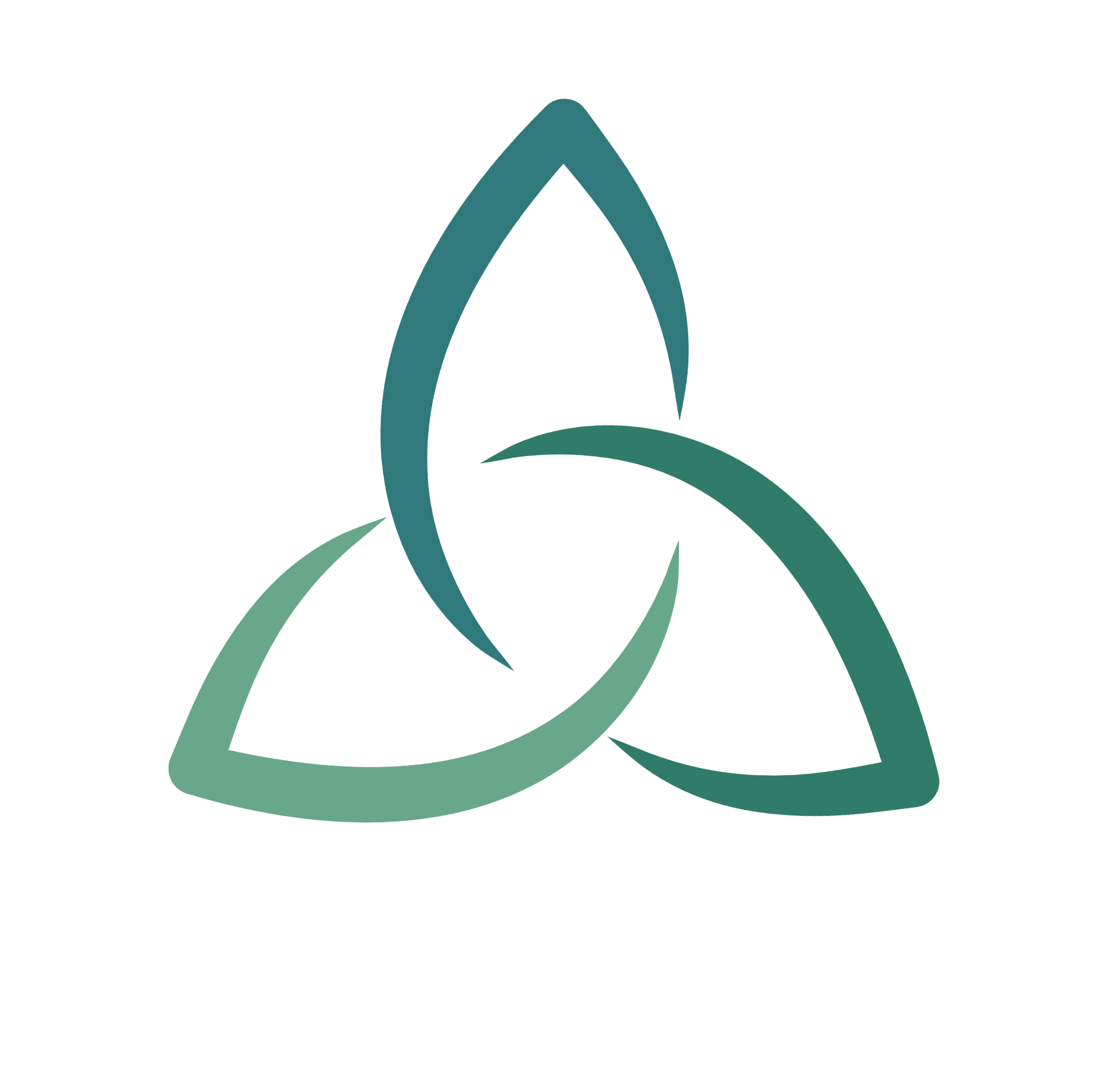 Bild Logo Heilpraxis Melis Achatz mit einem Triquetra Symbol in drei verschiedenen blau-grünen Farben
