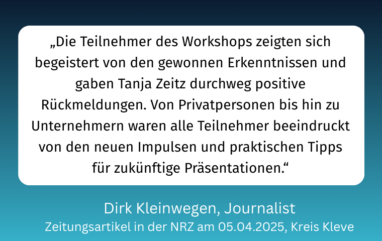 Positive Beurteilung der Präsentationsschulung Positive Beurteilung der Präsentationsschulung