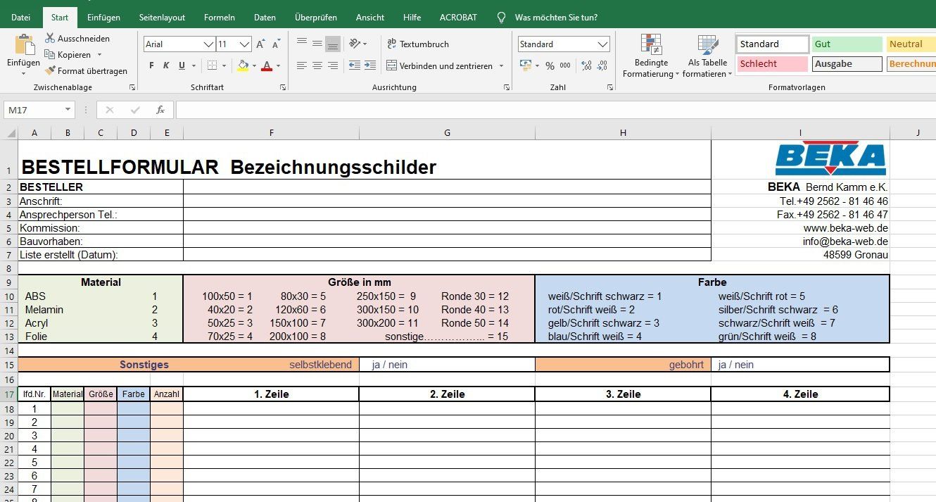 Download Bestellformular Bezeichnungsschilder