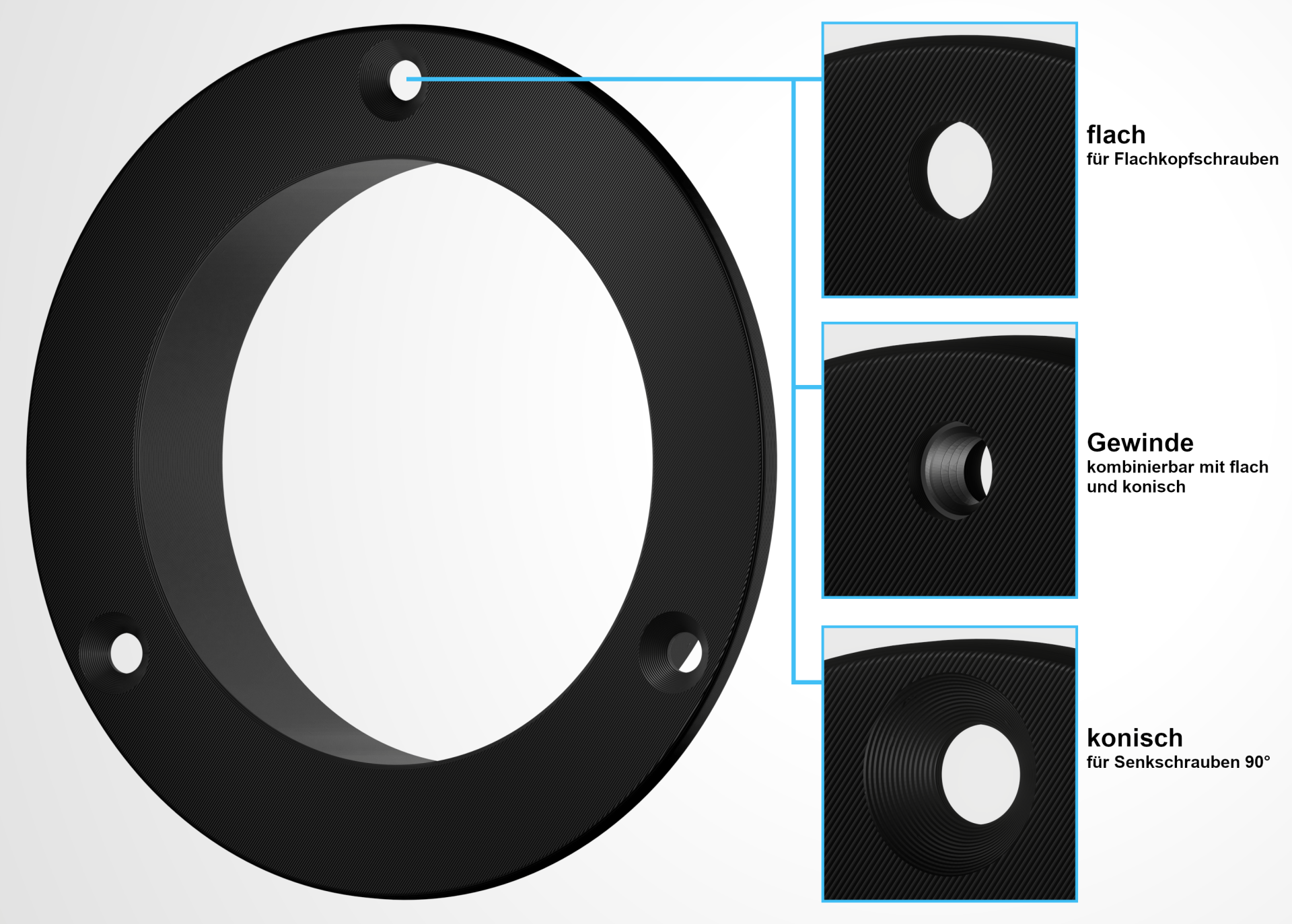 Durchlass, Luftdurchlass, Abluft, Zuluft, Durchmesser Tiefe wählbar, Kunststoff, Plastik, schraubbar, verschrauben