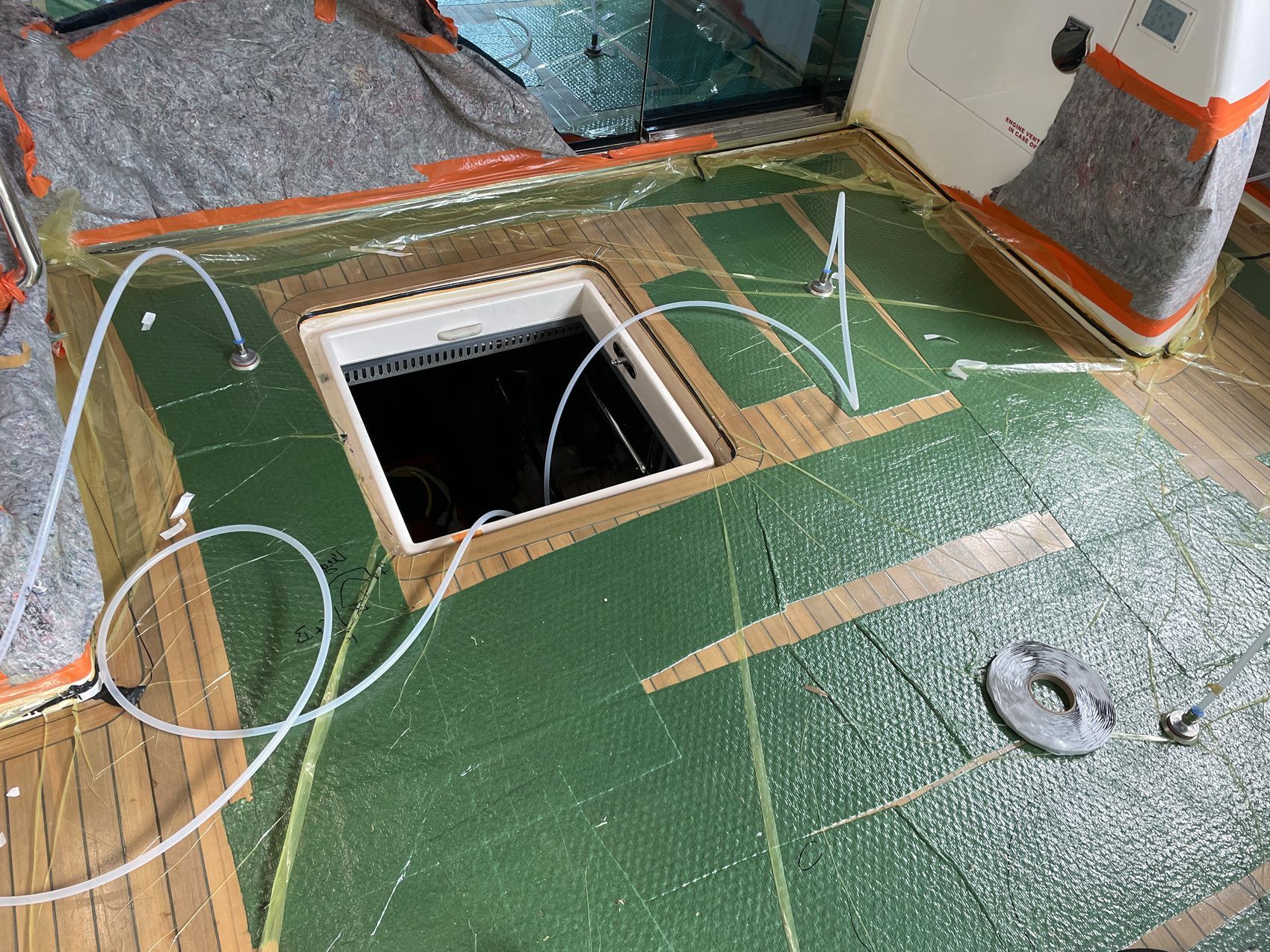 New teak deck on a Elegance 64 yacht vacuum bonding