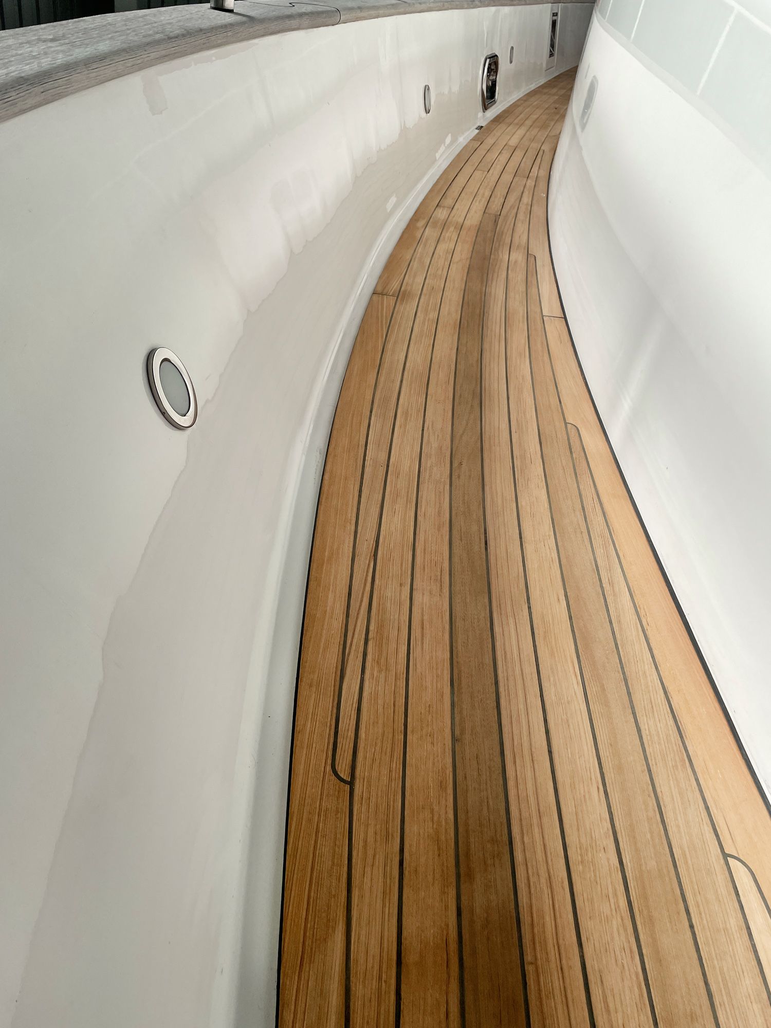 New teak deck on a Elegance 64 yacht vacuum bonding