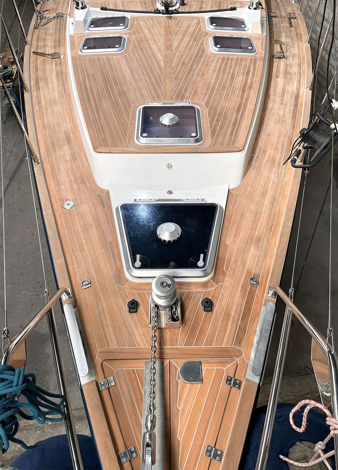 Wauquiez 48 Pilot Saloon neues Teakdeck aus Burma Teak vom Bootsbauer