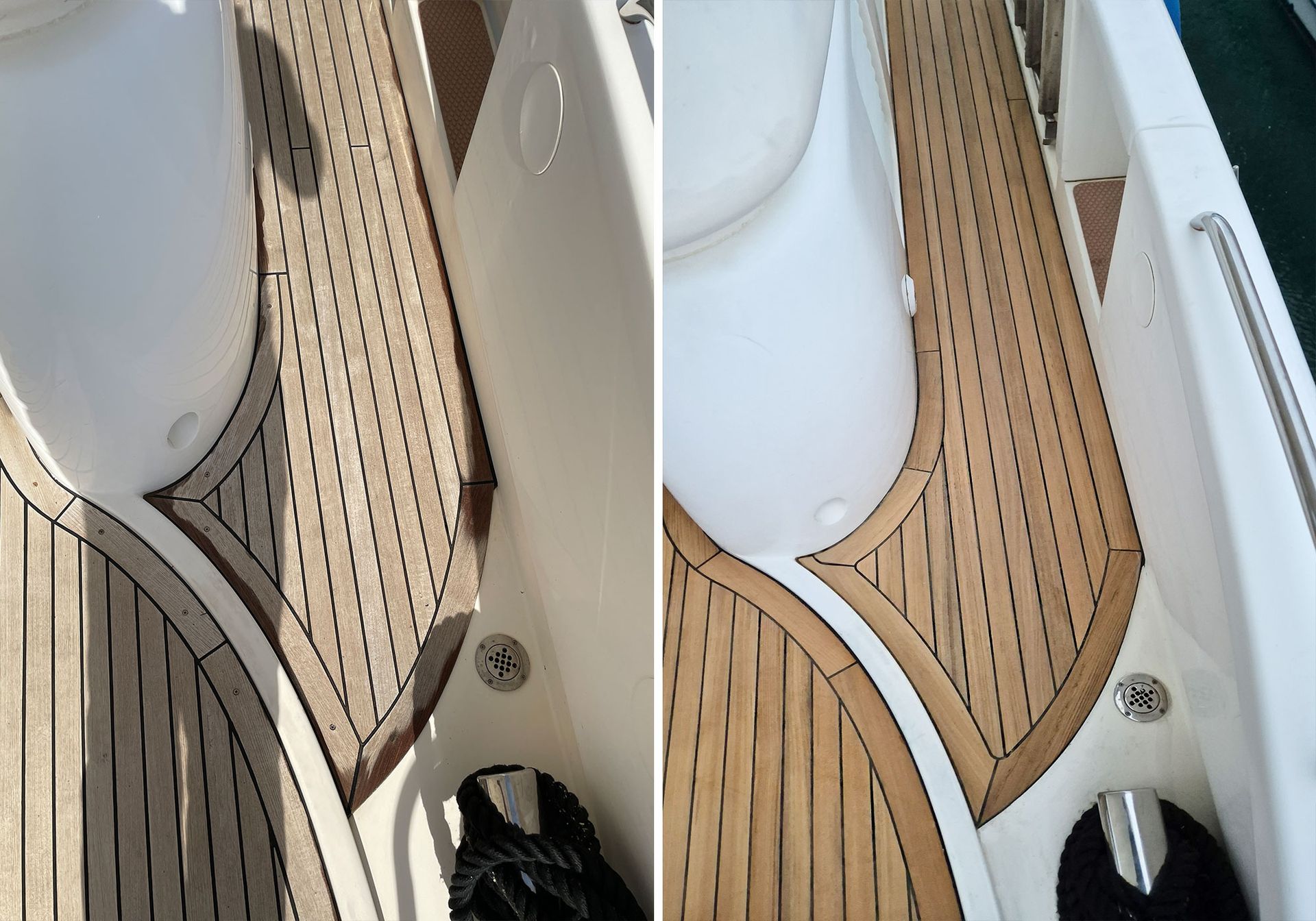 Vorher Nachher Teakdeck Sunseeker Manhattan 80 Motoryacht Vorher Nachher Teakdeck Sunseeker Manhattan 80 Motoryacht