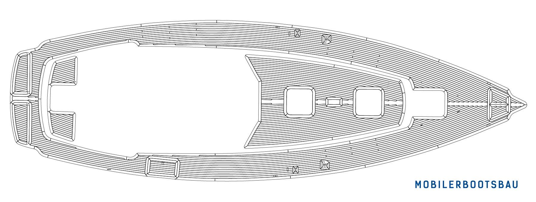 Teak decking template layout for Najad 420 by Mobilerbootsbau