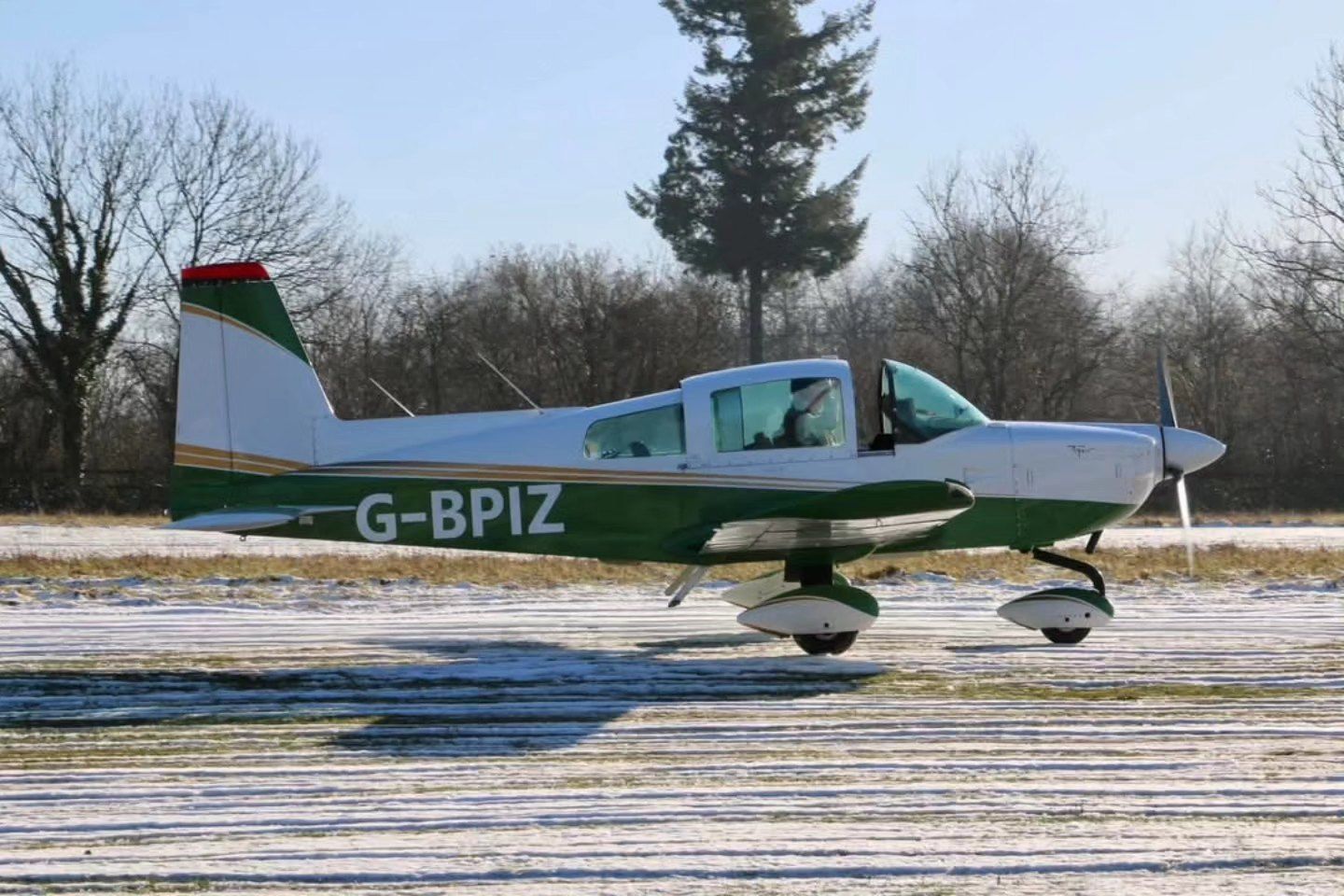 aircraft on a frosty runway