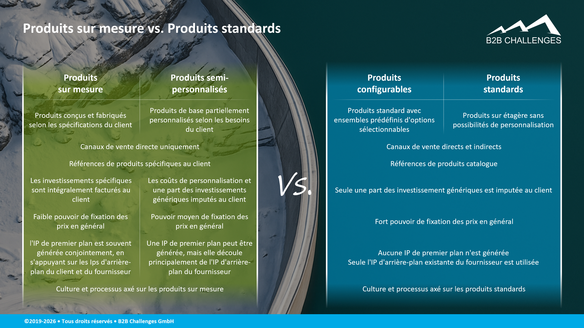 Produits sur mesure vs. Produits standards (© Serge Megazzini | B2B Challenges GmbH) Produits sur mesure vs. Produits standards (© Serge Megazzini | B2B Challenges GmbH)