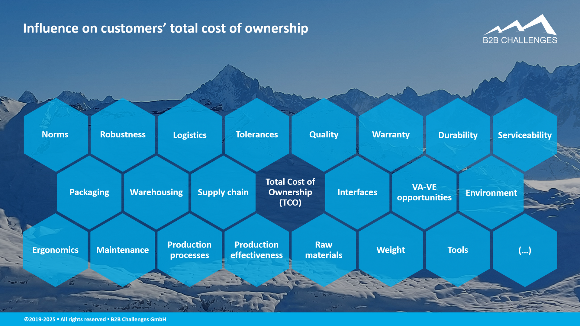 Influence on customers’ total cost of ownership (© Serge Megazzini | B2B Challenges GmbH) Influence on customers’ total cost of ownership (© Serge Megazzini | B2B Challenges GmbH)