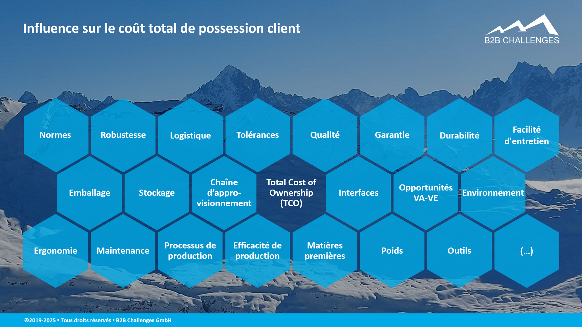 Influence sur le coût total de possession client (© Serge Megazzini | B2B Challenges GmbH) Influence sur le coût total de possession client (© Serge Megazzini | B2B Challenges GmbH)