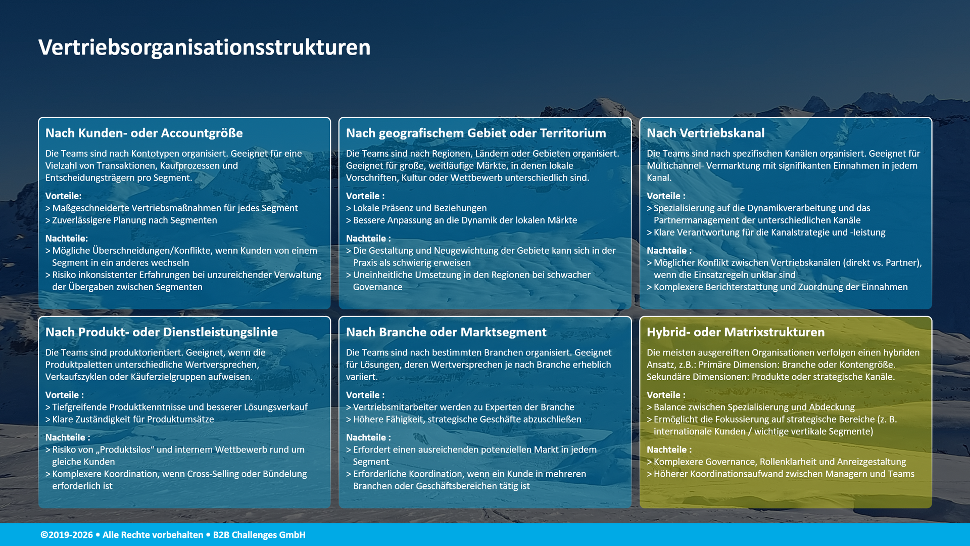 Vertriebsorganisationsstrukturen (© Serge Megazzini | B2B Challenges GmbH) Vertriebsorganisationsstrukturen (© Serge Megazzini | B2B Challenges GmbH)