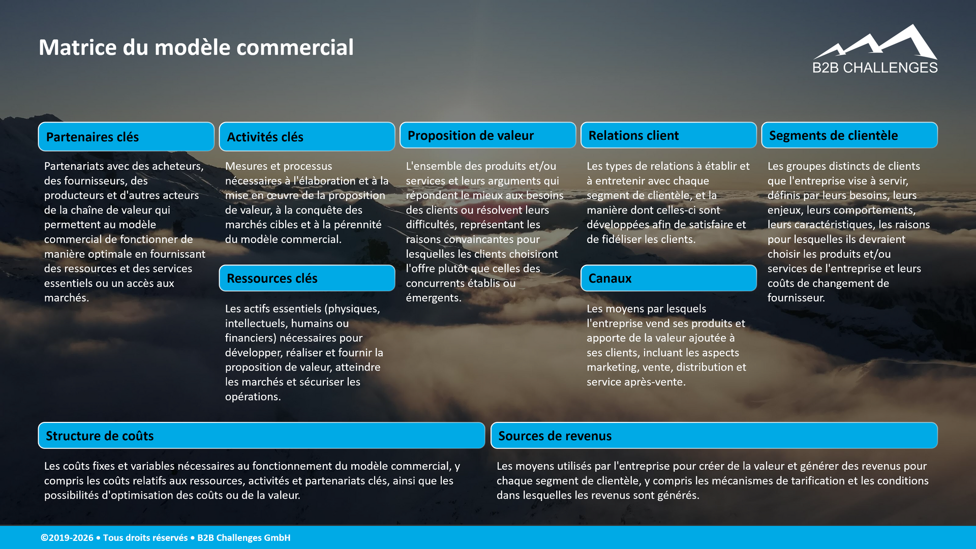 Matrice du modèle commercial (© Serge Megazzini | B2B Challenges GmbH) Matrice du modèle commercial (© Serge Megazzini | B2B Challenges GmbH)