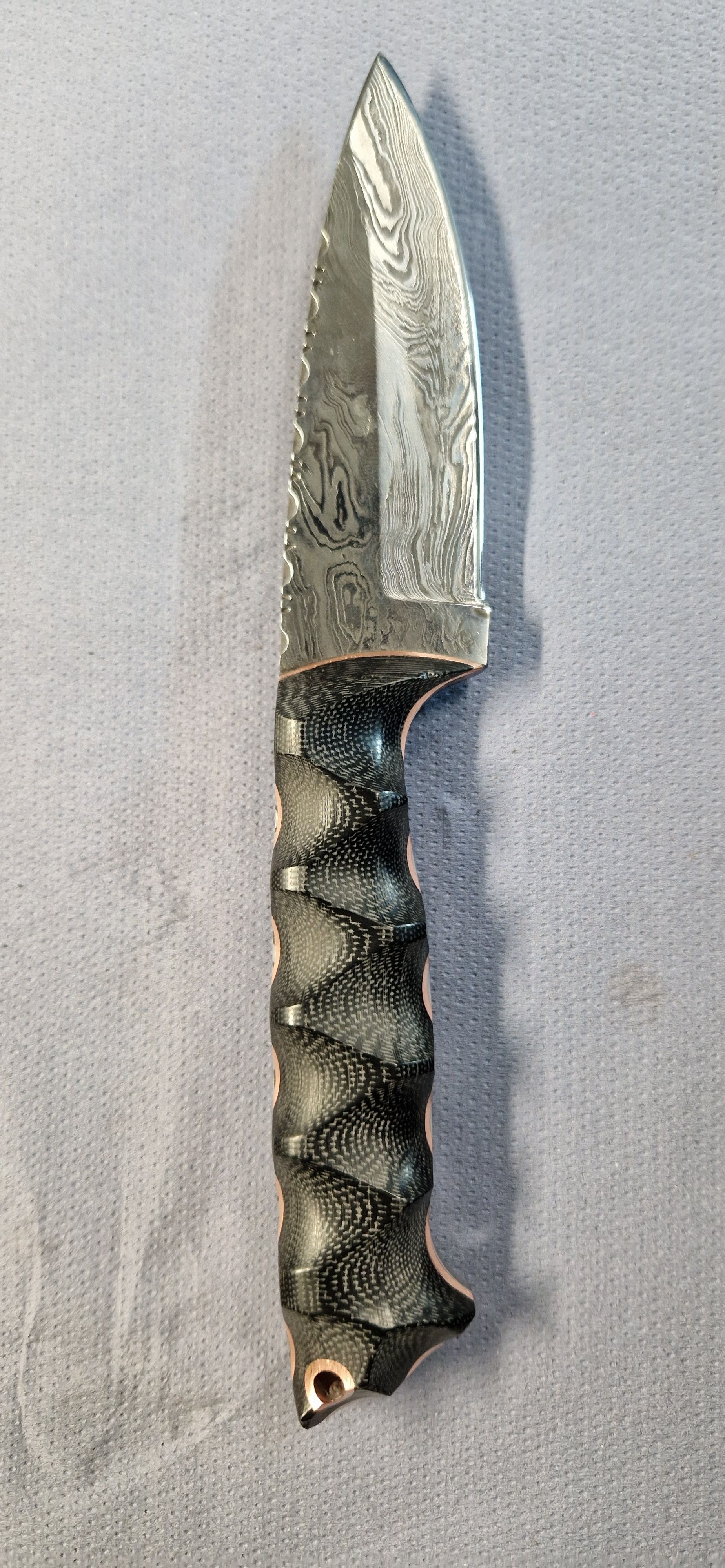 Jagd Damastmesser Nachher mit neuen Griffschalen