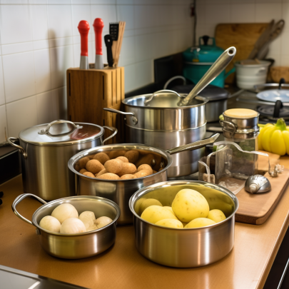 Küchenutensilien für Kartoffelsuppe
