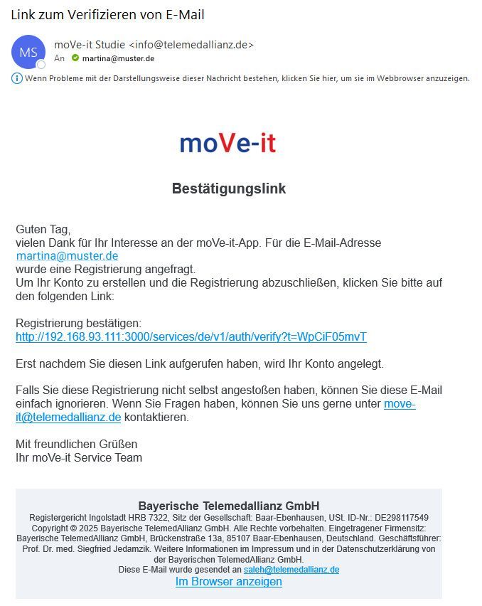 Bestätigungsmail Bestätigungsmail