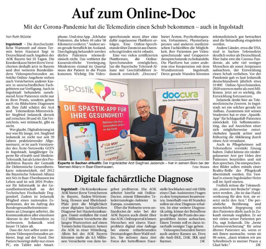 Artikel im Donaukurier – Auf zum Online-Doc Artikel im Donaukurier – Auf zum Online-Doc