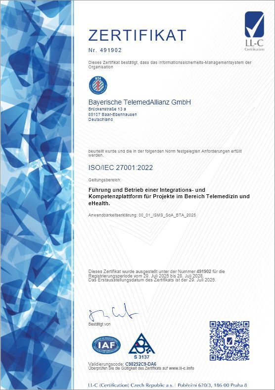 Die BTA ist ISO/IEC 27001:2022 zertifiziert Die BTA ist ISO/IEC 27001:2022 zertifiziert