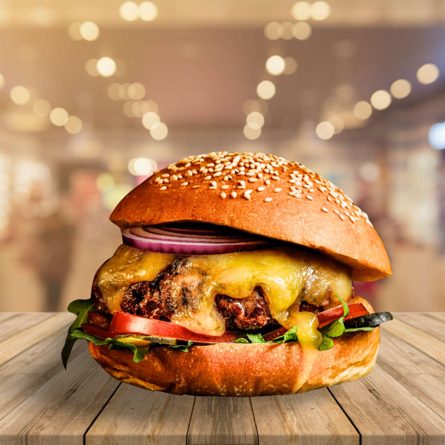 Bild von großen Burger mit viel drauf