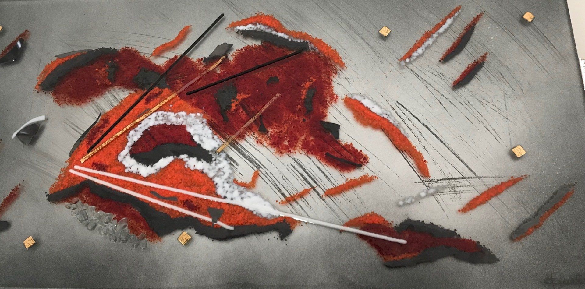 Crédence en verre  fusing par artisan verrier Aubagne