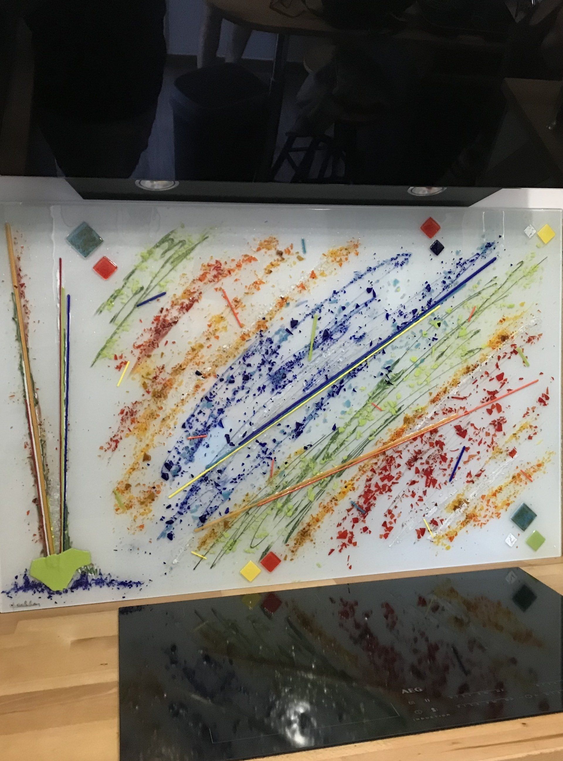 Crédence en verre  fusing par artisan verrier Aubagne