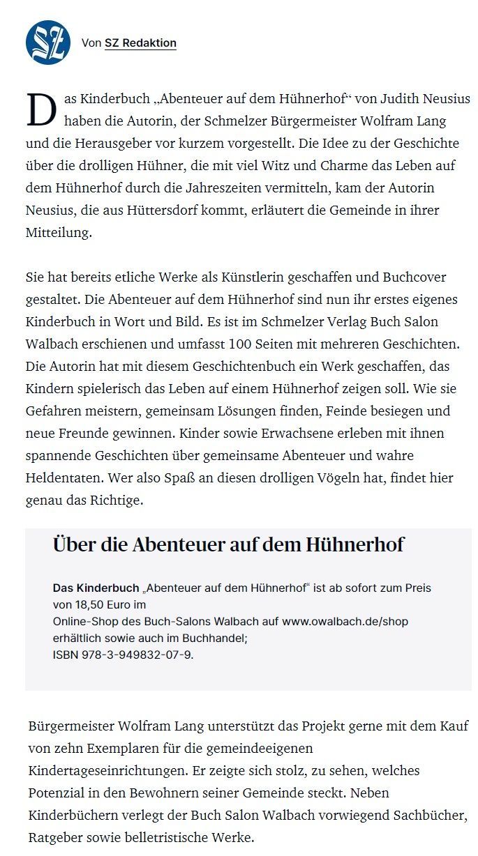 Saarbrücker Zeitung Kinderbuchvorstellung Schmelz