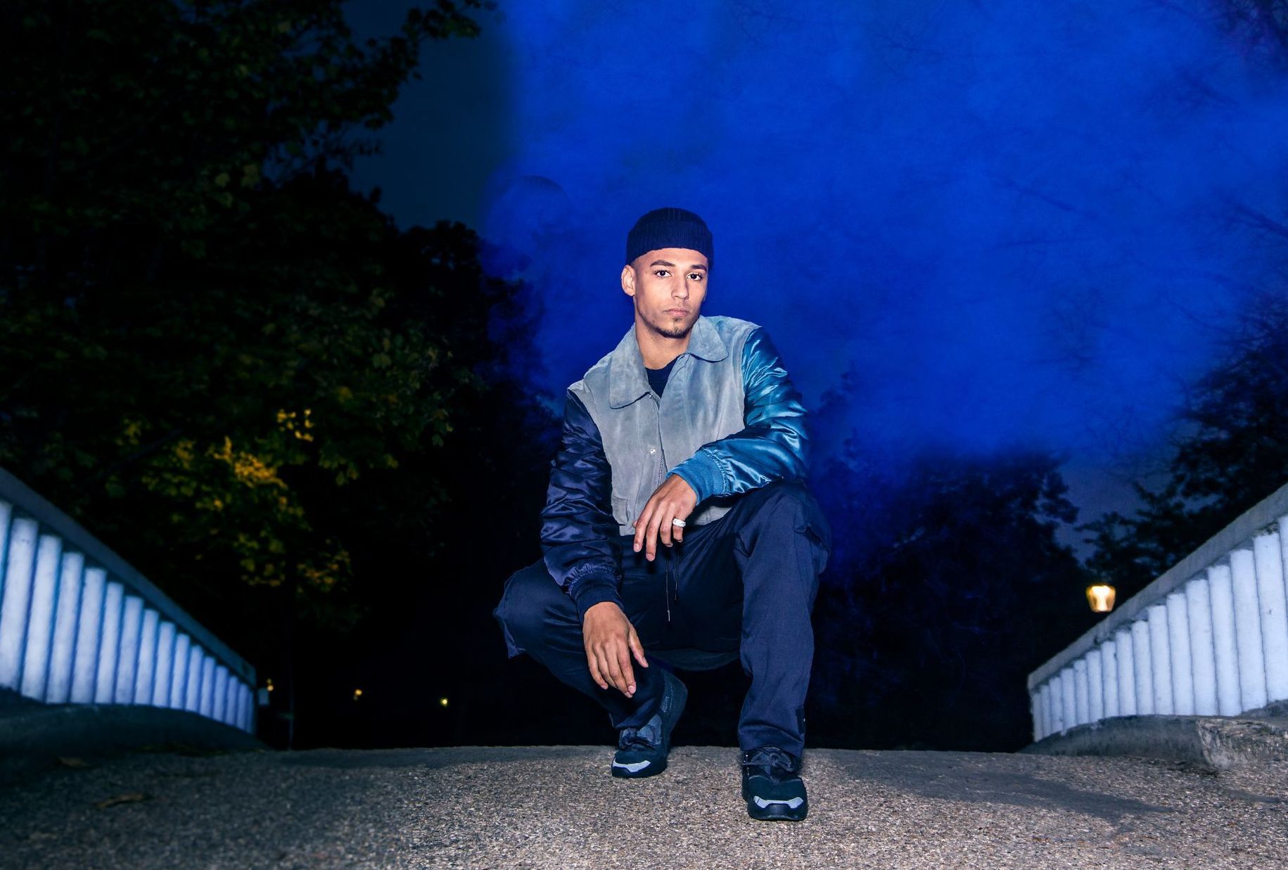 shooting fumée bleu mode