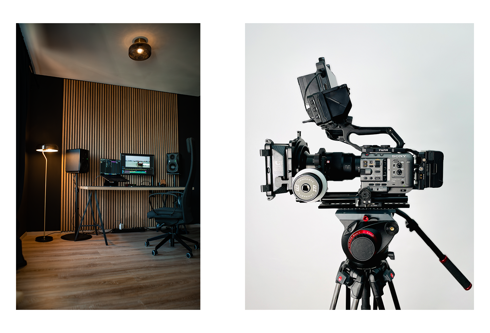Schnittraum Sony Fx6 Kamera Sony 4k Cine Kameramann Content Creator Digital Post production film video editing Schnittplatz Adobe Premiere DaVinci Resolve Manfrotto