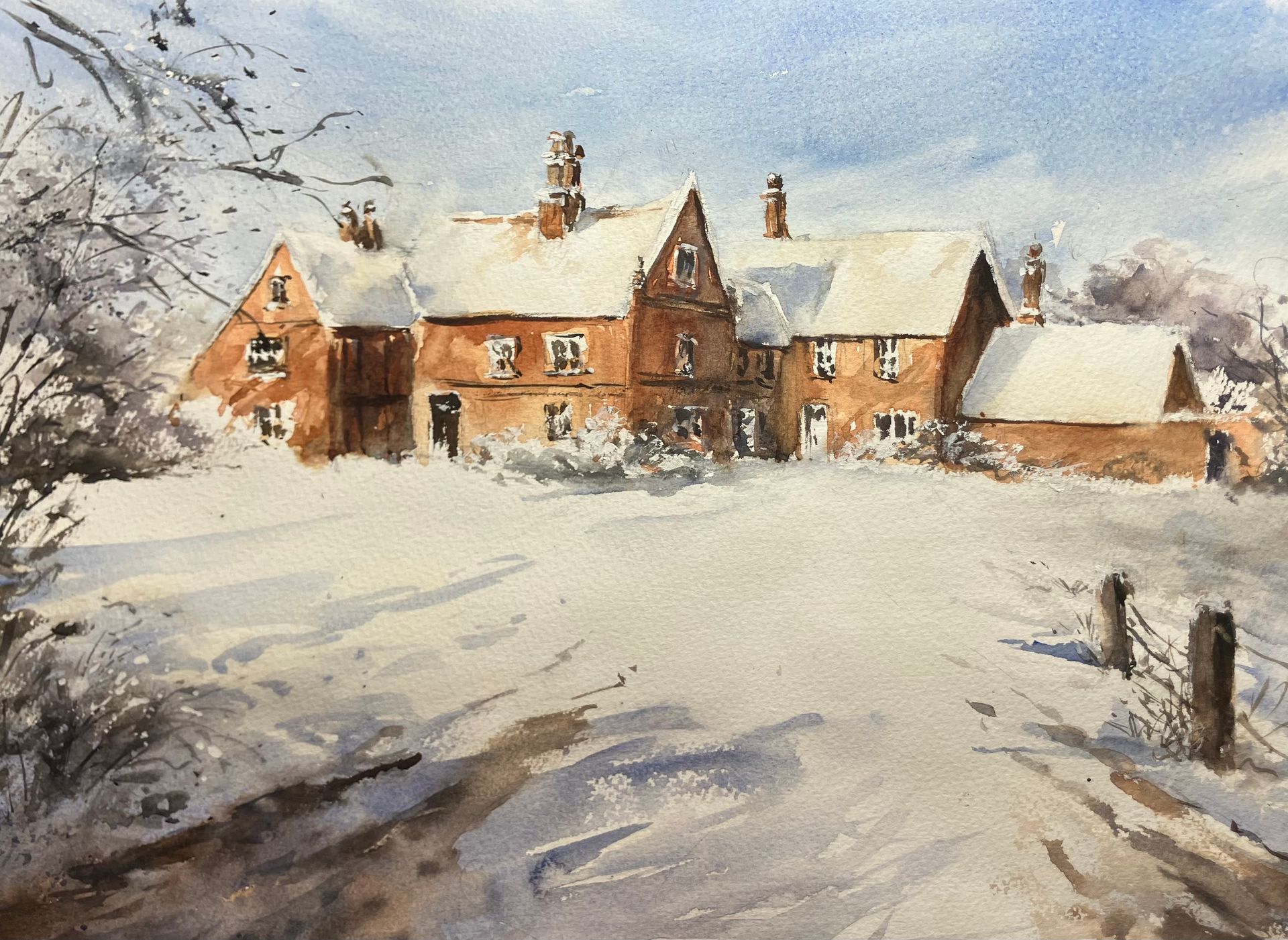 Watercolour Painting of Westbury Arts Centre in Milton Keynes by British Artist, Nicky Hunter.