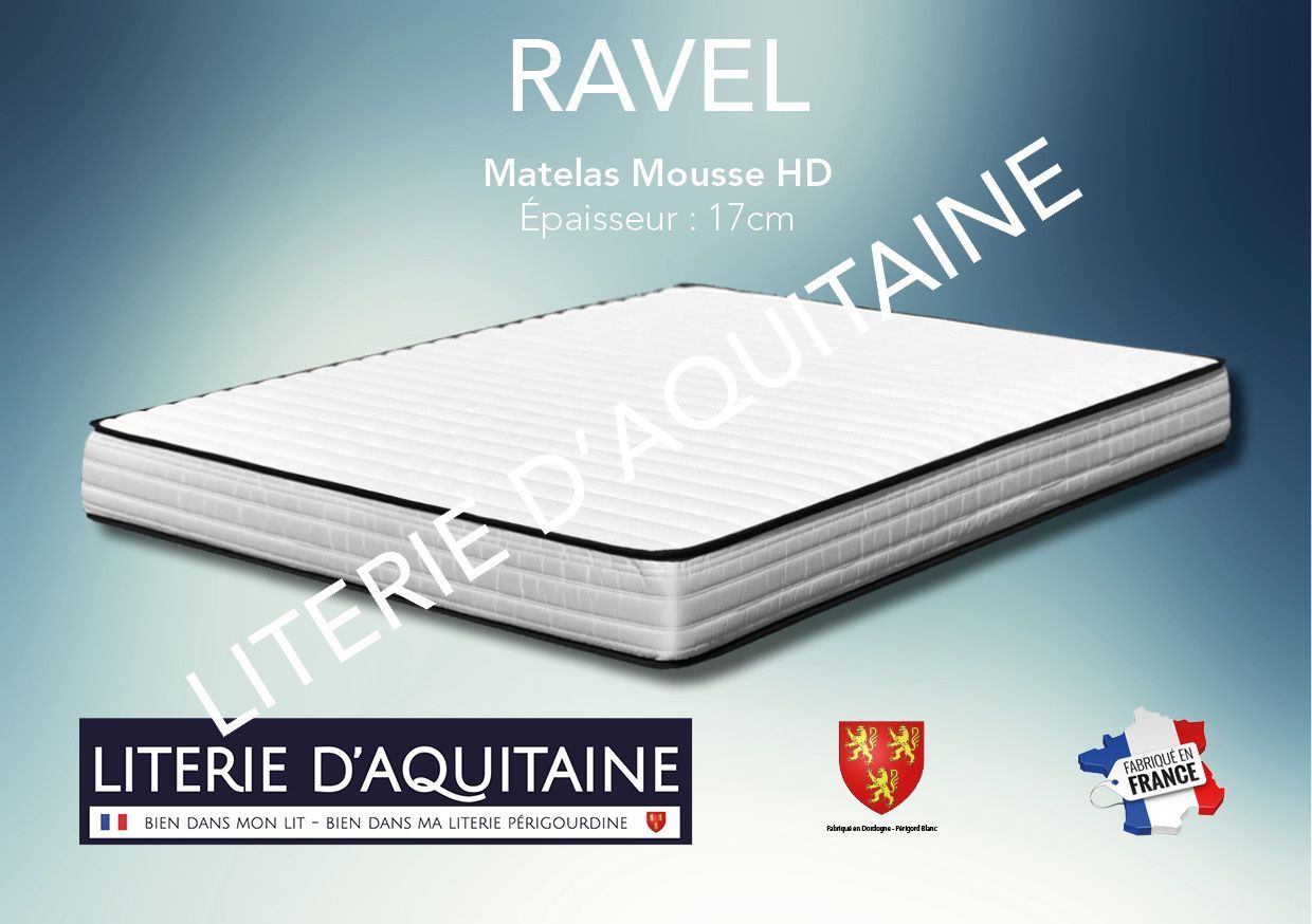 Matelas Mousse polyuréthane HAUTE DENSITÉ Ép.18cm - Noyau 13cm HD 25kg/m3 - - - 2 Faces de couchage - Double plateaux piqués ouate de 300gr/m2 + 5mm mousse de confort - - Coutil viscose de Bamboo - Coutil norme 100 - Oeko-Tex - Accueil ferme - Soutien ferme
Indépendance de couchage Garantie 2 ans avec l'achat simultané d'un sommier Fabrication Française
Corpulence du dormeur pour un couchage quotidien ou occasionnel : enfant / ado
Dimension du 70/190 au 140/190