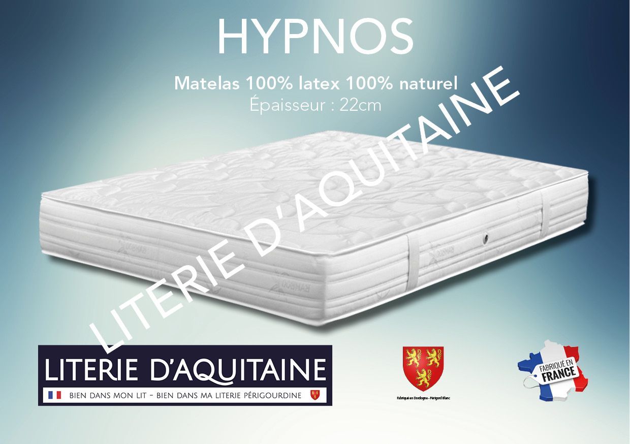 Matelas Noyau 100% latex Naturel 22cm Âme 18cm 100% LATEX NATUREL 90kg/m3 7 zones de soutien 2 Faces de couchage Double plateaux piqués ouate de 300gr/m2 + 5mm mousse de confort Coutil viscose de Bamboo - Norme 100 - Oeko-Tex - Accueil mi-ferme Soutien mi-ferme Indépendance de couchage Garantie 5 ans avec l'achat simultané d'un sommier Fabrication Française
Corpulence du dormeur pour un couchage quotidien : ado / adulte (inf. 100kg/adulte)
Dimension du 70/190 au 200/220
Compatible literies électriques double couchage (2x70/190 à 2x90/200) et literie électrique monocouchage (du 120/190 au 140/190) - Le coutil sera modifié en bamboo stretch pour rendre le matelas compatible aux literies électriques
