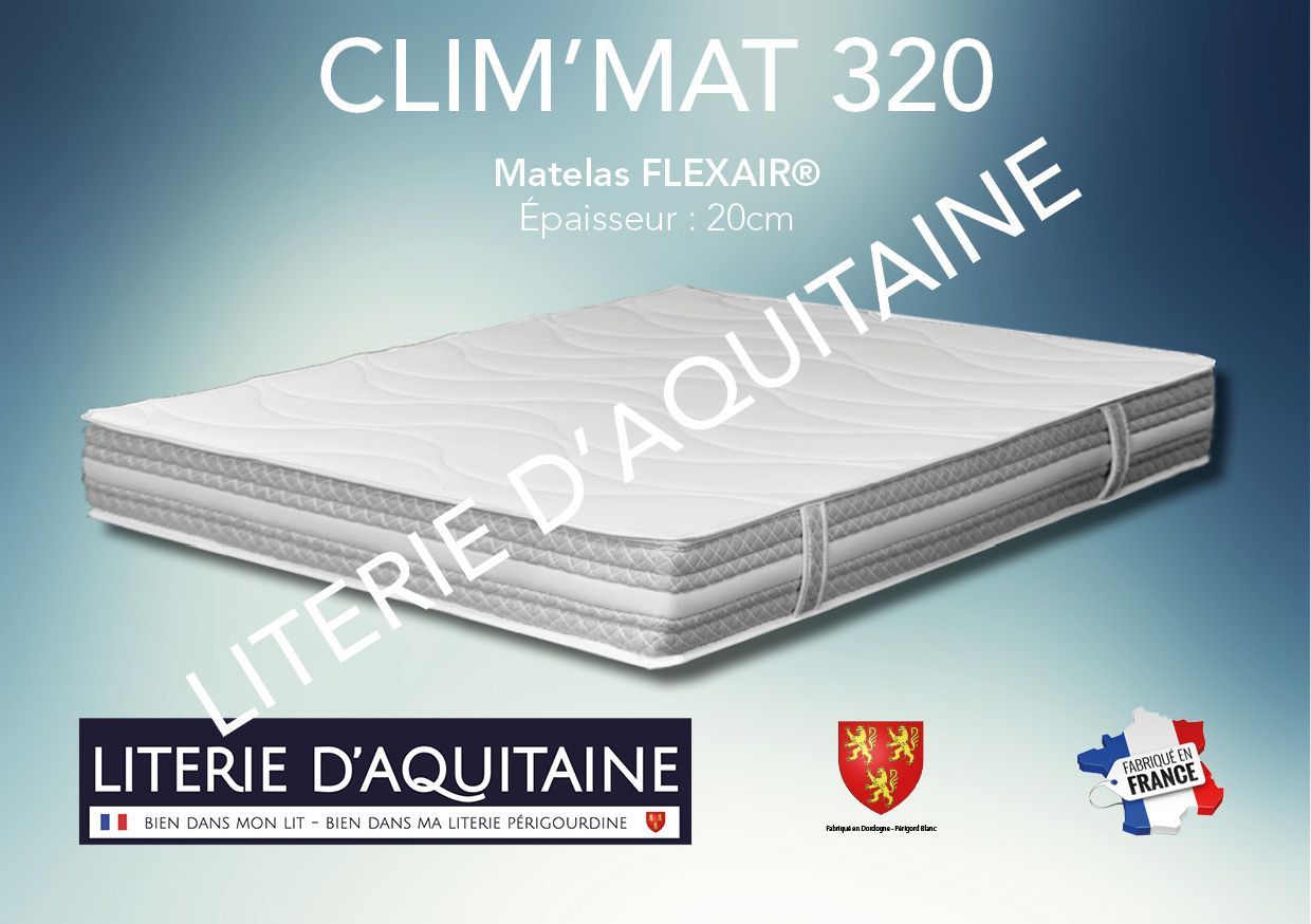Matelas Mousse FLEXAIR® équilibrée 20cm Âme 16cm FLEXAIR équilibré 35kg/m3 2 Faces de couchage Double plateaux piqués ouate de 300gr/m2 + 5mm mousse de confort Coutil stretch hypoallergénique Coutil stretch Norme 100 - Oeko-Tex 100% PES Accueil équilibré Soutien équilibré Indépendance de couchage Garantie 5 ans avec l'achat simultané d'un sommier Fabrication Française
Corpulence du dormeur pour un couchage quotidien ou occasionnel : enfant / ado / adulte corpulence normale
Dimension du 70/190 au 200/220