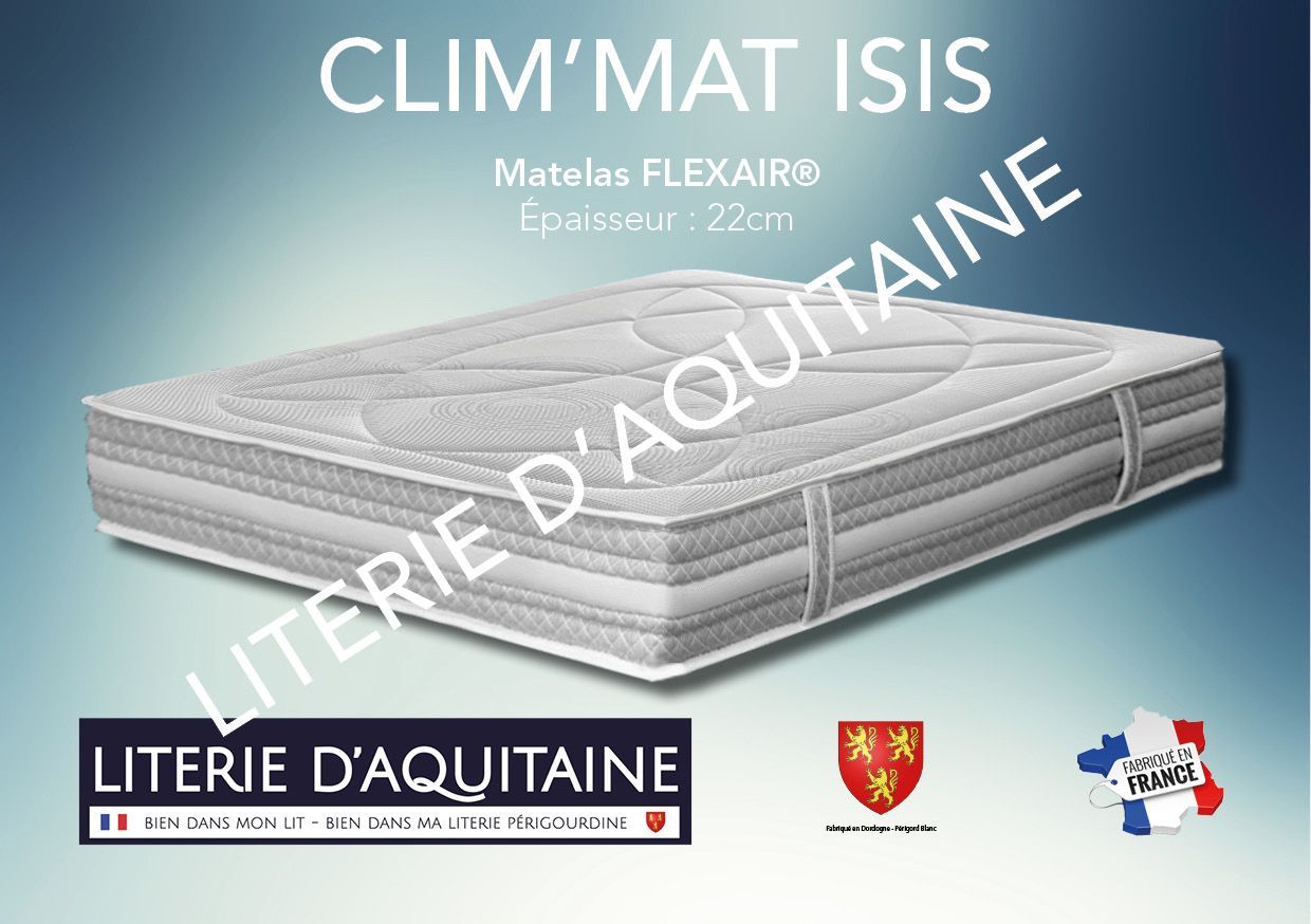 Matelas Mousse FLEXAIR® Ferme 22cm Âme 16cm FLEXAIR ferme 35kg/m3 2 Faces de couchage Double plateaux piqués ouate de 300gr/m2 + 20mm mousse de confort Coutil stretch hypoallergénique Coutil stretch Norme 100 - Oeko-Tex 100% PES Accueil ferme Soutien extra ferme Indépendance de couchage Garantie 5 ans avec l'achat simultané d'un sommier Fabrication Française
Corpulence du dormeur pour un couchage quotidien ou occasionnel : ado / adulte corpulence normale
Dimension du 70/190 au 200/220