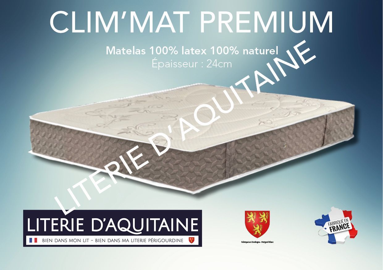 Matelas Noyau 100% latex Naturel Ép.24cm - Noyau 18cm 100% LATEX 100% NATUREL 90kg/m3 - 7 zones de soutien - Renfort au bassin (zones assouplies aux épaules et aux genoux) - 4 poignées - 2 Faces de couchage - Double plateaux piqués ouate de 300gr/m² + 20mm mousse de confort - - Coutil stretch coton bio - Coutil norme 100 - Oeko-Tex - Accueil souple - Soutien morphologique
Indépendance de couchage Garantie 5 ans avec l'achat simultané d'un sommier Fabrication Française
Corpulence du dormeur pour un couchage quotidien : ado / adulte (inf. 100kg/adulte)
Dimension du 70/190 au 200/220
Compatible literies électriques double couchage (2x70/190 à 2x90/200) et literie électrique monocouchage (du 120/190 au 140/190)