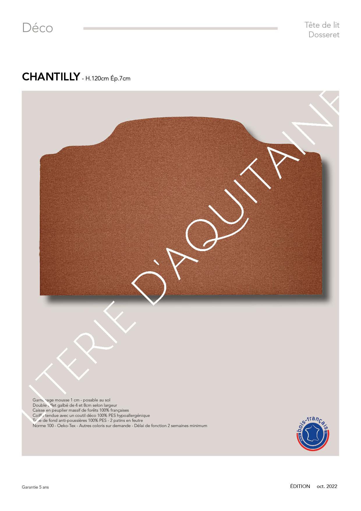 Garnissage mousse 1 cm - posable au sol Double effet galbé de 4 et 8cm selon largeur Caisse en peuplier massif de forêts 100% françaises Coiffe tendue avec un coutil déco 100% PES hypoallergénique Toile de fond anti-poussières 100% PES Norme 100 - Oeko-Tex - Autres coloris sur demande - Délai de fonction 2 semaines minimum