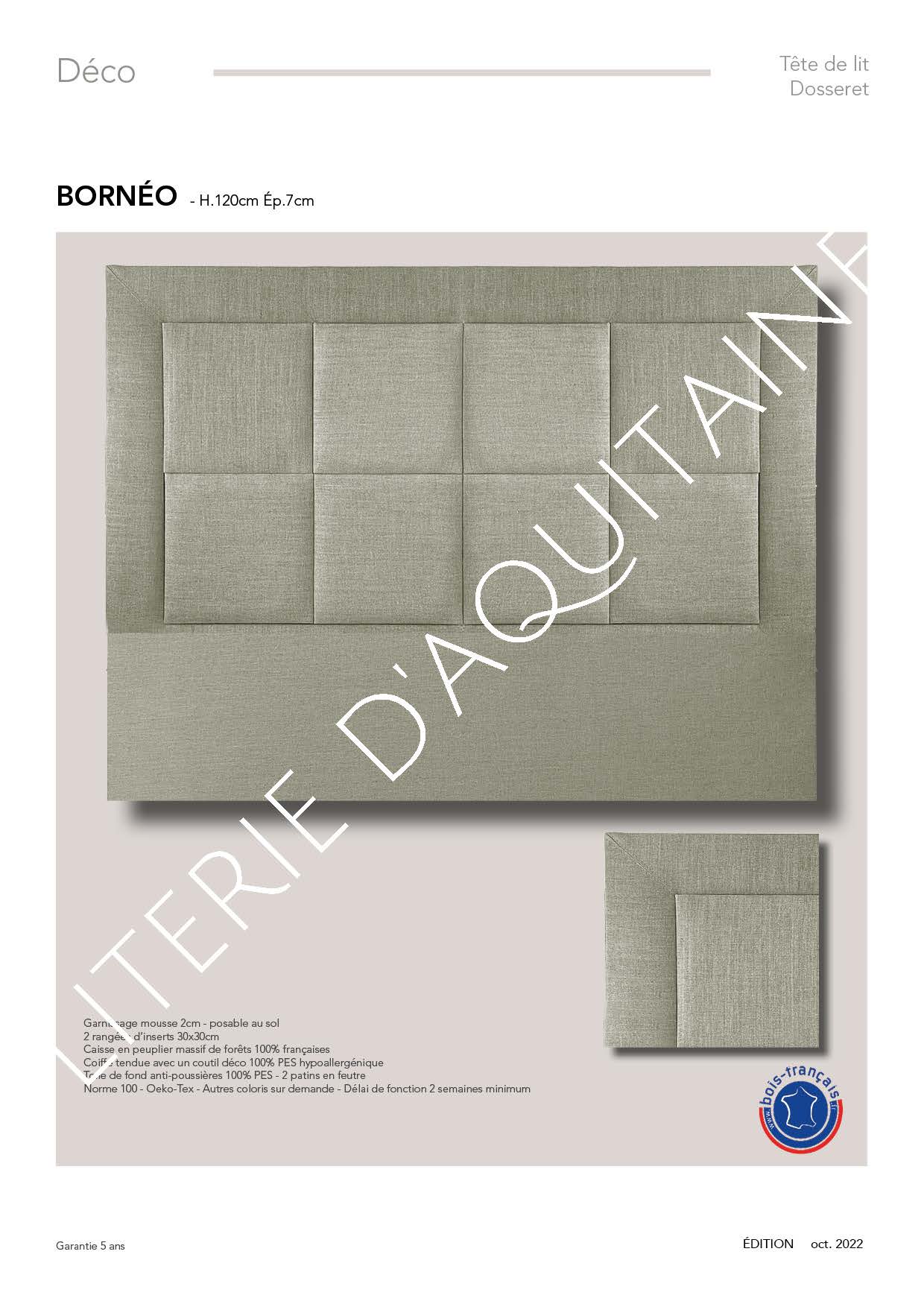 Garnissage mousse 2cm - posable au sol - 8 inserts 30x30cm - Caisse en peuplier massif de forêts 100% françaises - Coiffe tendue avec un coutil déco 100% PES Hypoallergénique - Toile de fond anti-poussières 100% PES - 2 patins en feutre - Norme 100 - Oeko-Tex - Autres coloris sur demande - Délai de fonction 2 semaines minimum