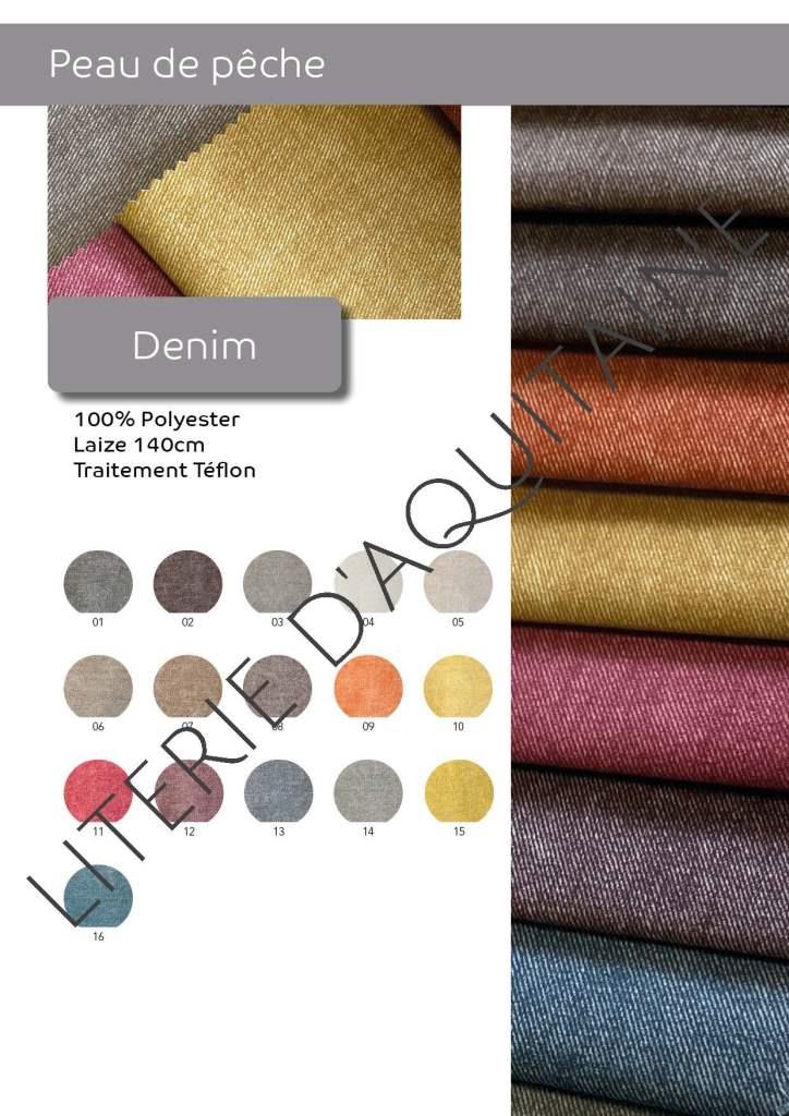 PEAU DE PÊCHE DENIM FROCA 100% Polyester Laize 140cm Traitement Téflon 16 coloris