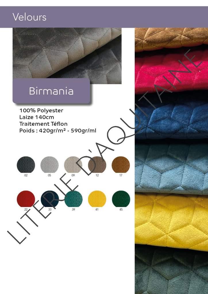 VELOURS BIRMANIA FROCA 100% Polyester Laize 140cm Traitement Téflon Poids : 420gr/m² - 590gr/ml 10 coloris