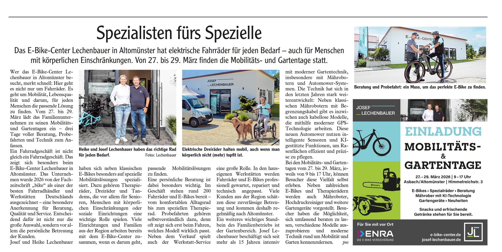 Presse über unsere Mobilitäts- und Gartentage 2026 in Asbach bei Altomünster