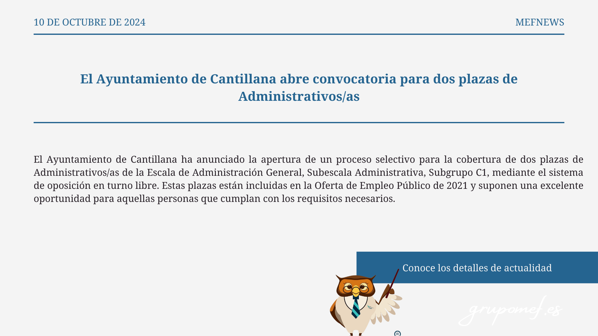 noticia ope ayuntamiento cantillana 2 plazas adm